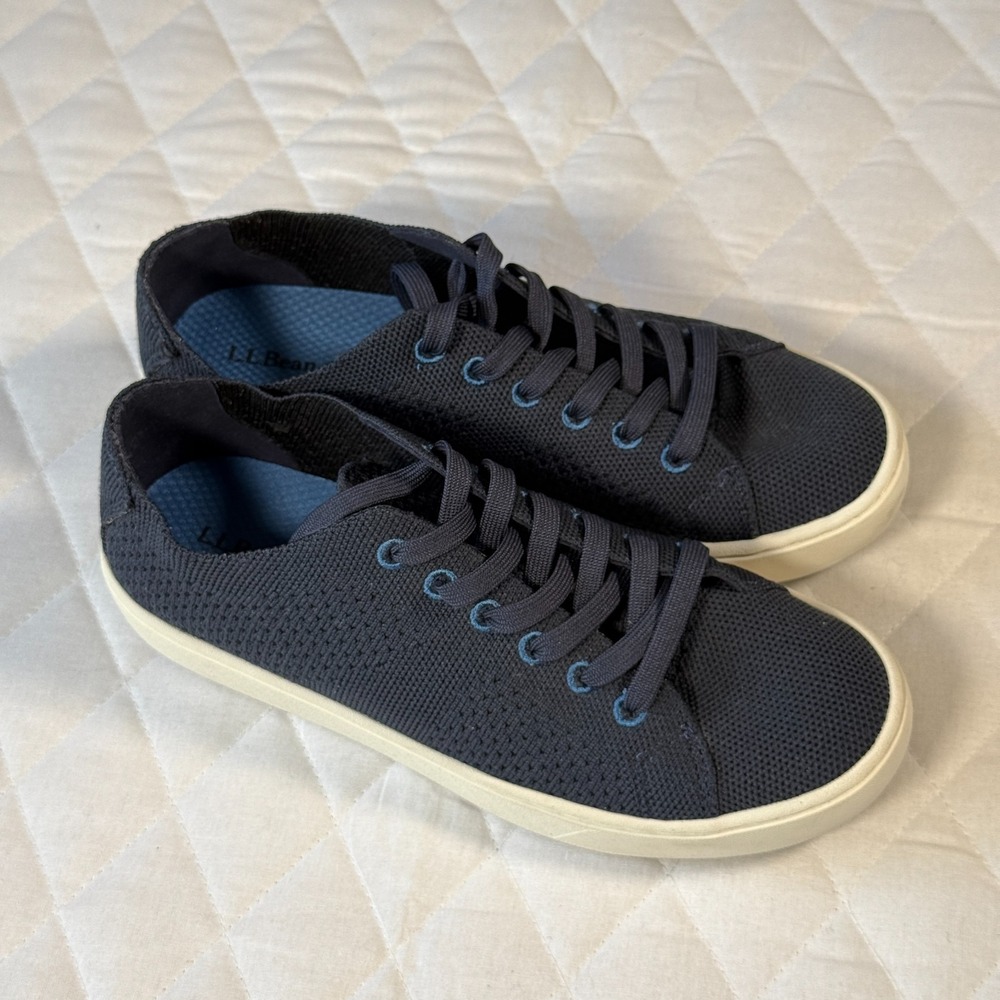 L.L. Bean Eco Bay Knit Low Top Lace-Up Sneakers Classic Navy Women's Size 6.5‎